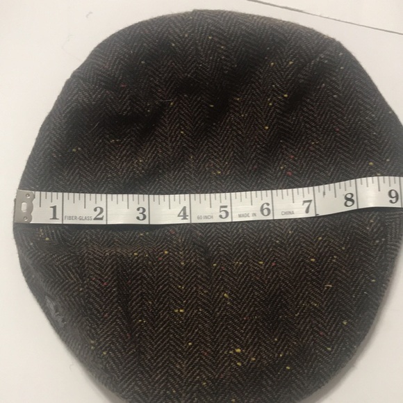 Flat Top Cap Newsboy Tweed Herringbone Brown Hat Rails Unisex - Picture 11 of 12